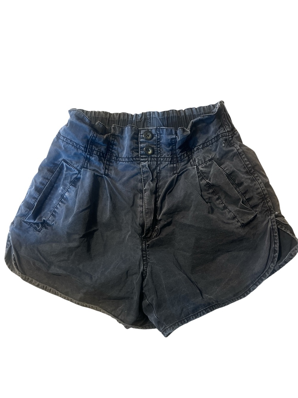 Free People Black High-Waist Paperbag Shorts